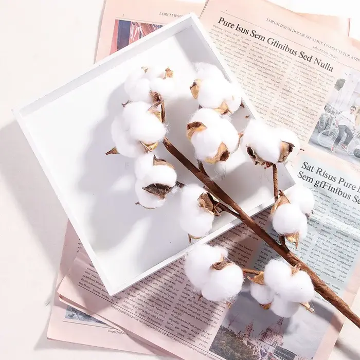 Décor à la maison fait à la main fausse fleur branche florale tige de coton