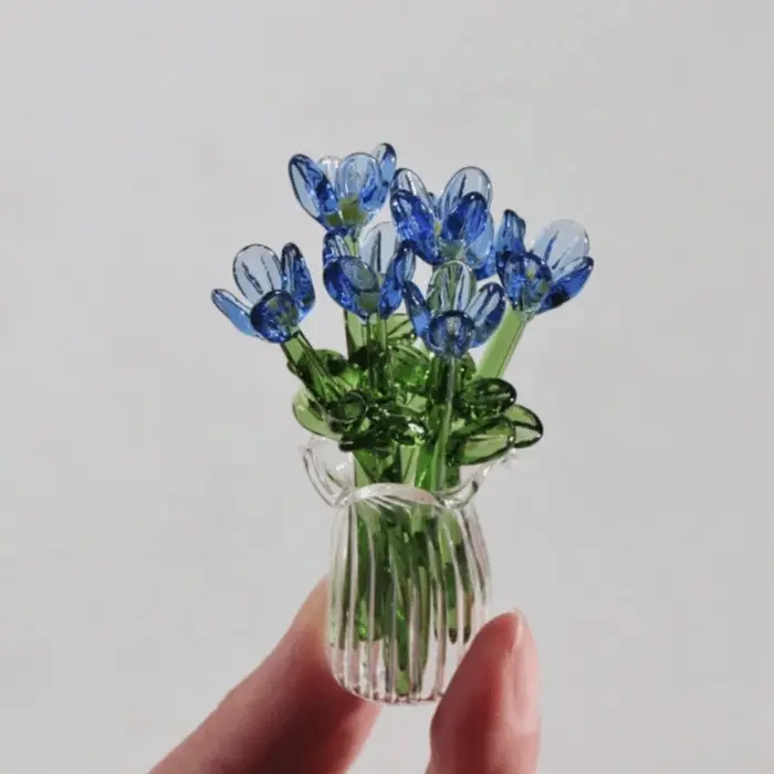 Décoration florale en verre coloré, fleur artificielle, fleur en verre soufflé à la main, simulation