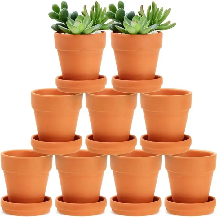 Paquet de 9 petits Pots en terre cuite de 3 pouces avec soucoupes pour plantes succulentes, jardiniè