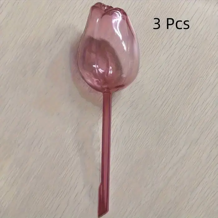 3 boules d'irrigation en forme de tulipe rose avec un design à embout étroit pour prolonger le temps