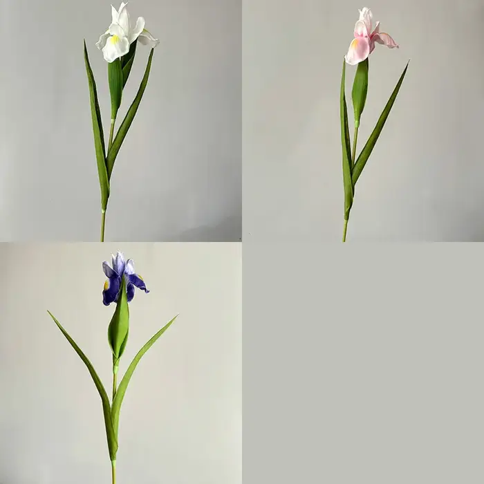 22.8 Inch Artificial Iris Flower Real Touch PU Faux Flowers for Home Decor Elegant Floral Arrangement