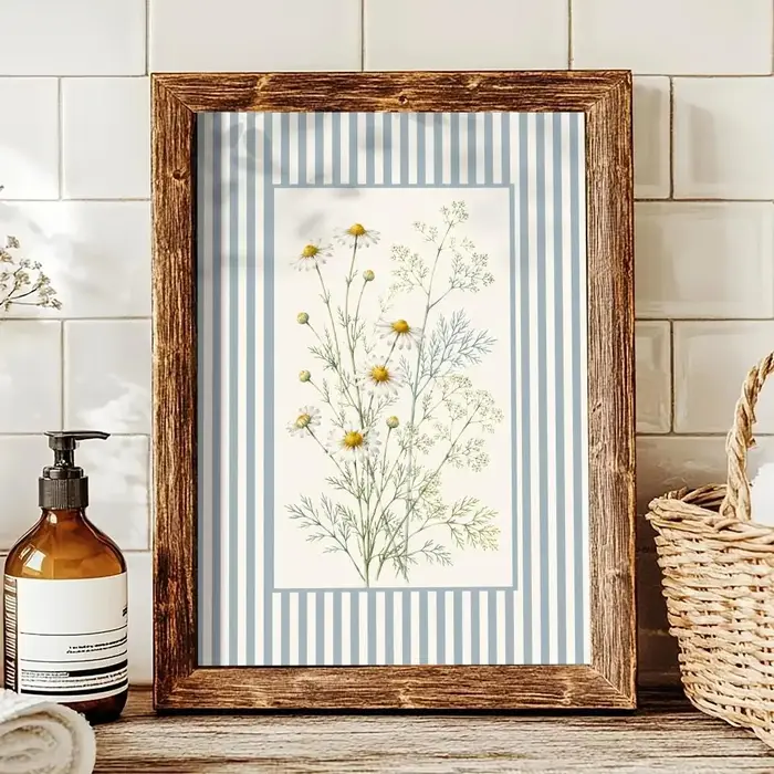 Tableau d'art mural moderne en toile avec motifs floraux rayés et calligraphie pour la décoration intérieure de la maison et de la chambre