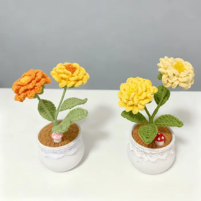 Pivoine au Crochet faite à la main en pot