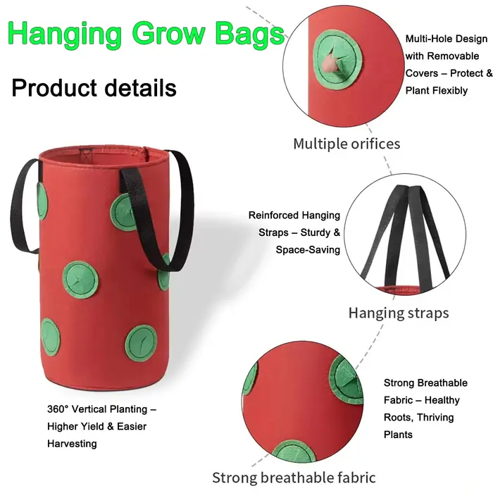 Sacs de culture suspendus pour fraises et tomates