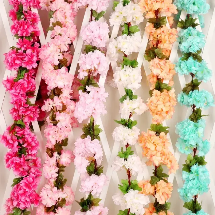 230cm fleurs artificielles Sakura vigne mariage jardin arc maison fête décoration noël mariée fausses plantes décor fleur vignes