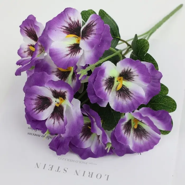 Lot de fleurs artificielles de primula de 32 cm