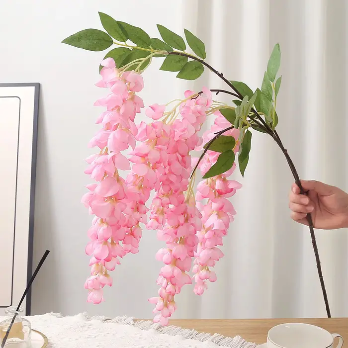 Fleurs de glycine artificielles longues de 120cm, pour mariage, décoration de maison, Arrangement d'