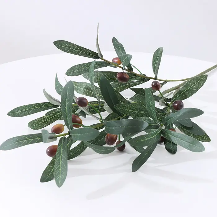 Plante Artificielle en Soie, Branches d'Olives Vertes, Décoration Artisanale pour Maison, Table, Mar