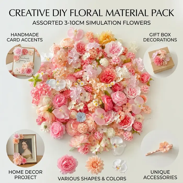 Kit de matériaux pour fleurs artificielles 3-10 cm pour la décoration artisanale DIY