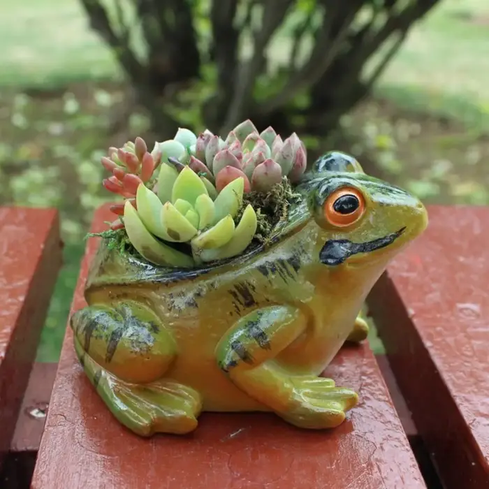 Pots à plantes succulentes en résine en forme de grenouille, épaissis et respirants, mini-pots de fleurs réalistes pour jardin