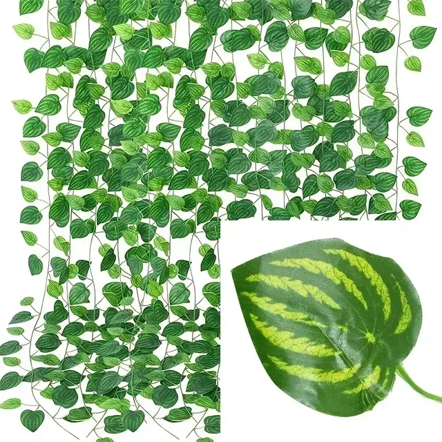 Feuilles de lierre vertes artificielles en rotin, guirlande de vigne suspendue, fausses plantes, déc