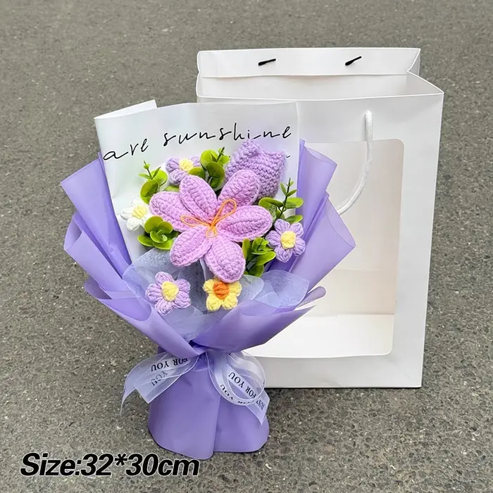 Bouquet de fleurs au crochet, cadeau pour la fête des enseignants, bouquet de fleurs tricoté à la ma