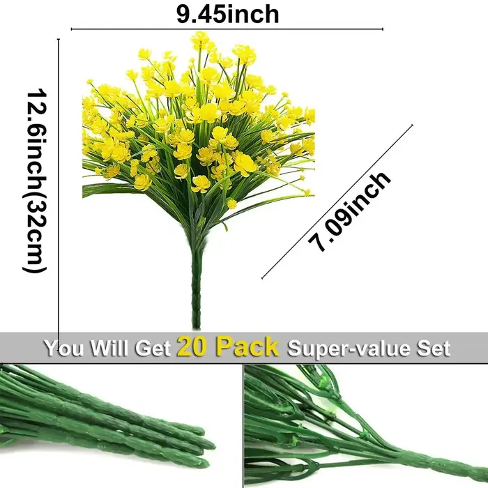 Fleurs artificielles fausses plantes extérieures arbustes en plastique résistants aux UV