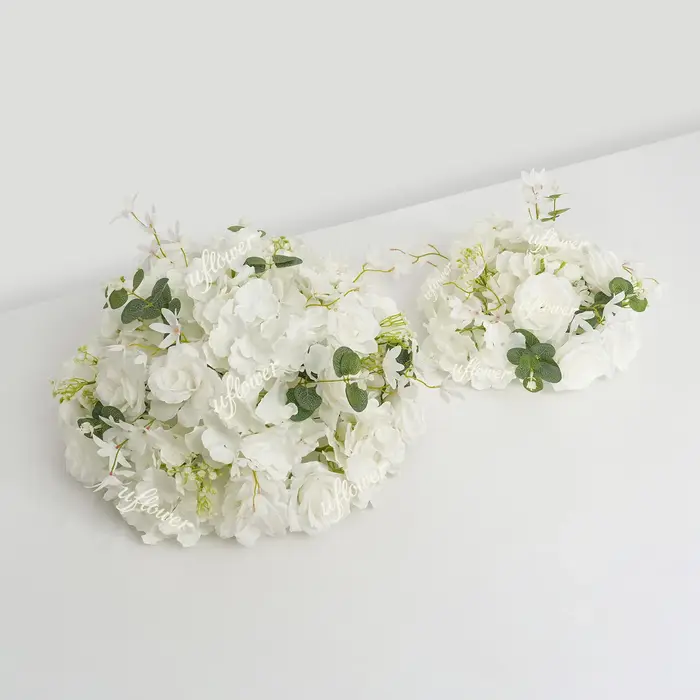 Boule de fleurs artificielles Uflower, roses blanches de luxe, pour décoration de table de mariage, centre de table, scène de fête, accessoires pour la Saint-Valentin