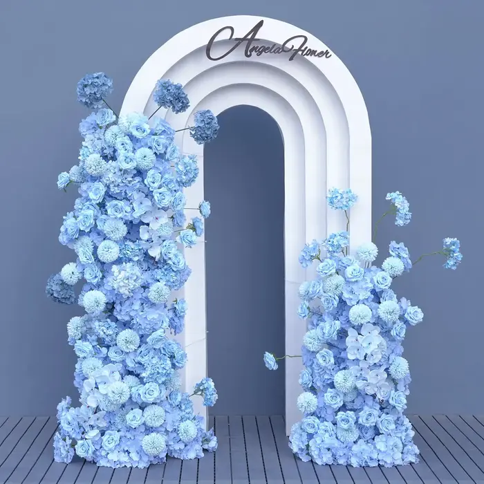 Arche de fond de mariage avec pompon orchidée rose blanche pure