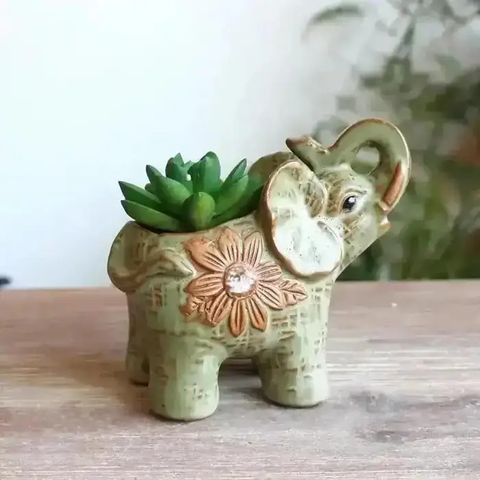 Nouveau pot de fleurs en céramique vintage en forme d'éléphant