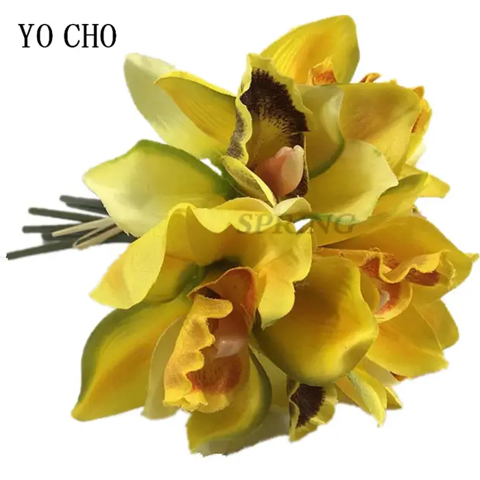 Bouquet d'orchidées artificielles en soie Vintage