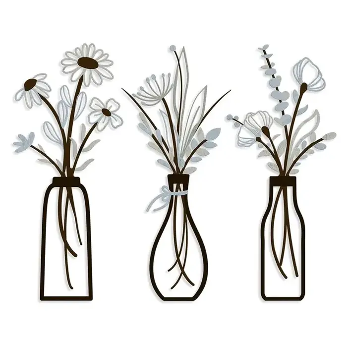 BSEVB-Décoration rustique de style farmhouse, 3 pièces, fleurs en métal, décorations murales pour sa