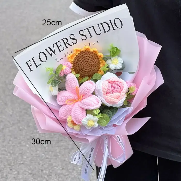 Nouveau coton Crochet fleur Bouquet tissé à la main tricoté