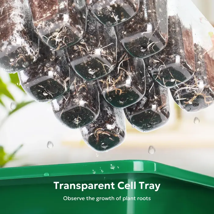 Kit de Germination avec Éclairage pour Plantes Comprend des Plateaux de Germination Surélevés avec Dômes d'Humidité Réglables et Cellules Transparentes