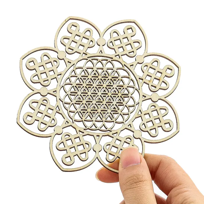 Mandala géométrie sacrée suspendue fleur en bois vie mur Art spirituel Yoga méditation Chakra cristal grille décor conseil dessous de verre