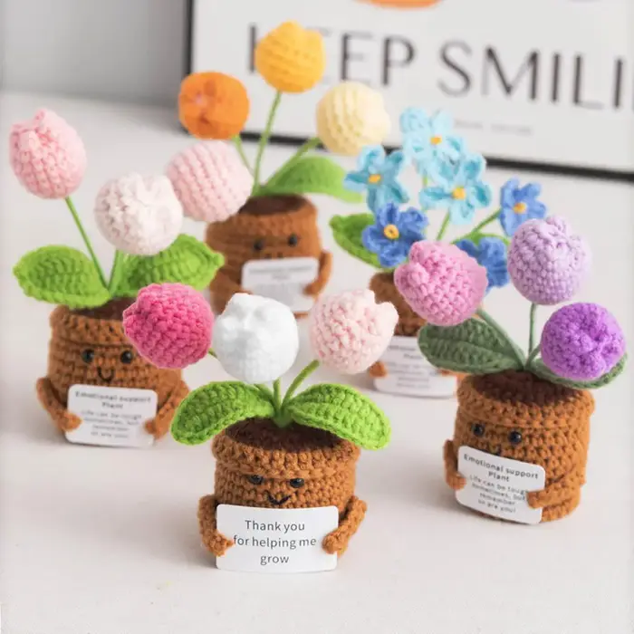 Plante en pot tricotée au crochet