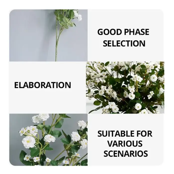 1Pcs Blanc Pastorale Jardin Minuscule Rose Soie Fleurs Artificielles Salon Décoration Style Moderne Décoratif