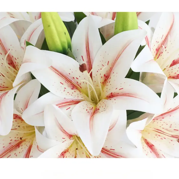 Vert aloès 4 pièces mariage rose lys Simulation fleur balcon décoration artificielle impression 3D 2 fleurs 1 bourgeon lys branche