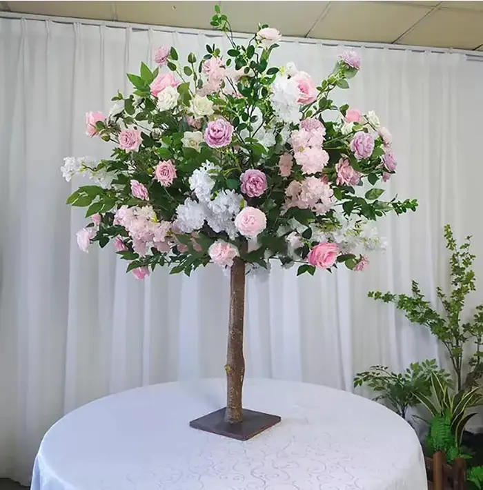 Arbre de roses artificielles, 1.2m/4 pieds, fausses fleurs, pour une fête d'hôtel, pour une décorati