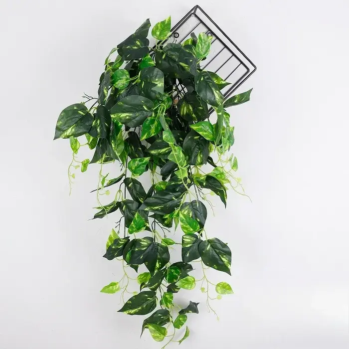 Feuilles de cœur de poulet artificielles à 9 fourchettes, 2 pièces, 100cm, plantes murales suspendue