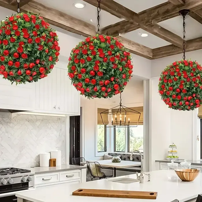 Boule d'herbe artificielle feuille d'eucalyptus plante verte fausse herbe aménagement paysager arbre hangar toit maison jardin mariage atmosphère décor