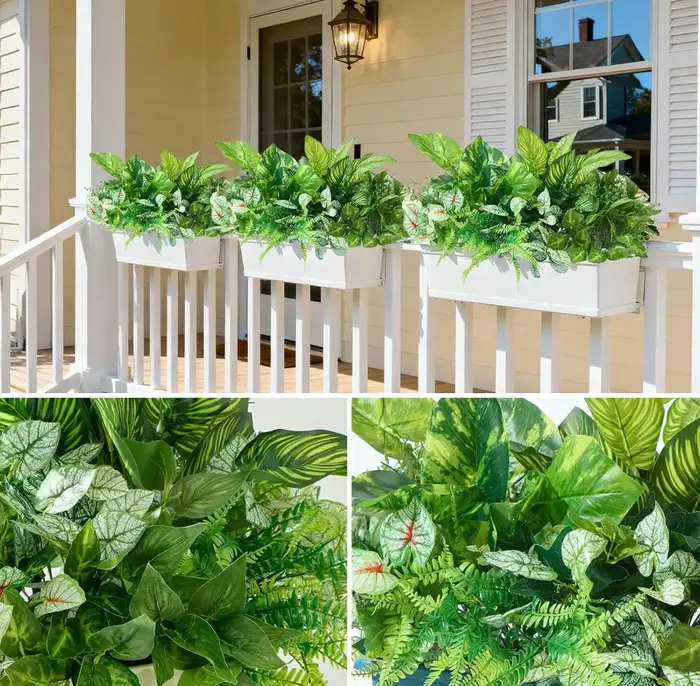 Plantes artificielles en plastique FU JIN pour la décoration de la maison et du jardin, fougère, herbe, décoration murale pour mariage, extérieur, feuilles vertes, fleurs artificielles