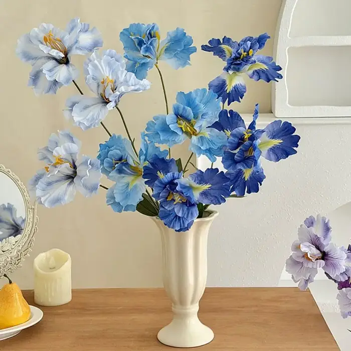 Nouveau bouquet de fleurs d'iris artificielles violettes