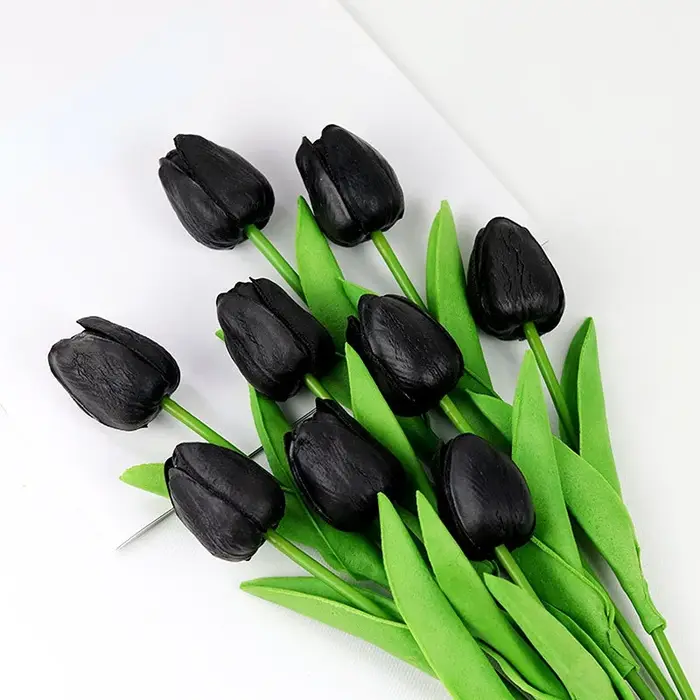 Bouquet de tulipes artificielles en PU au toucher réel, 34cm, 1 pièce, pour noël, Halloween, mariage