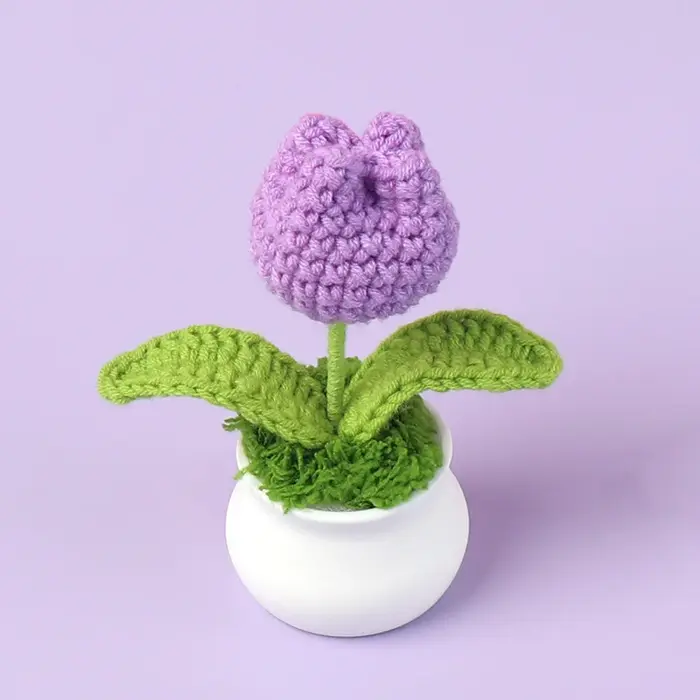 Tulipes Crochet fleur en pot Cerative fleurs tricotées à la main