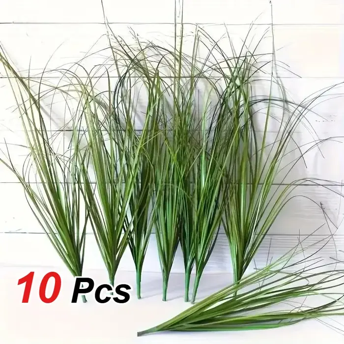 10 plantes vertes artificielles - Herbe d'oignon en résine adaptée à la décoration intérieure/extérieure - Peut être utilisée pour les décorations de mariages et de fêtes