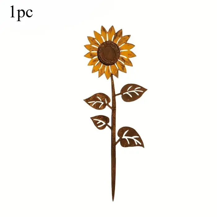 Piquet de jardin en métal rustique tournesol, décoratif d'extérieur, Art rétro, piquets de fleurs, o