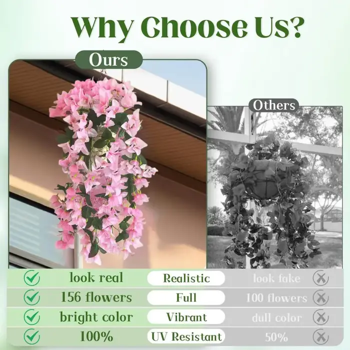 2 pièces suspendues artificielles bougainville réaliste fausse fleur fête de mariage jardin cour tenture murale