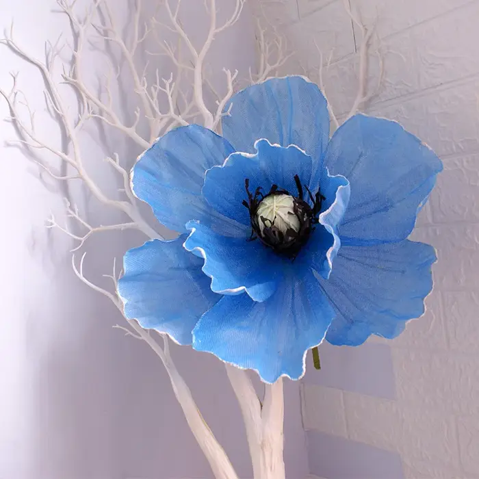 Fleur de coquelicot artificielle géante en lin