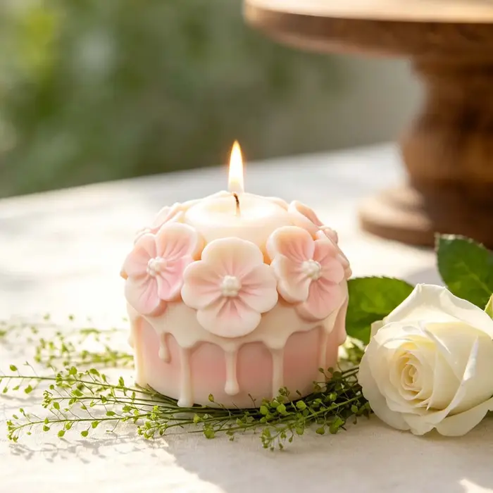 Moule à bougie parfumée en silicone Fleur de cerisier, moule de moulage floral DIY pour gypse et résine époxy, décoration de bureau romantique Sakura