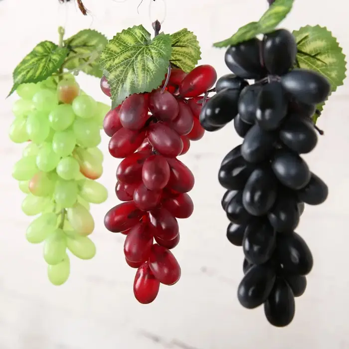 Grappe de raisins artificiels finition mate faux raisin bouquet 18 pièces ornements