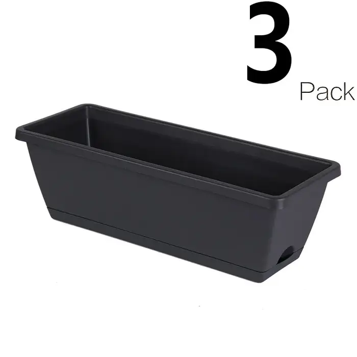 Lot de 3 jardinières rectangulaires pour fenêtre avec trous de drainage