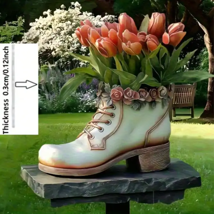 1 pièce de décoration de jardin en forme de « Chaussures et Tulipes » aux couleurs vives