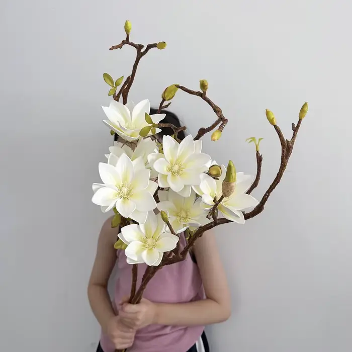 Magnolia blanc 70cm fleur artificielle Faux dégradé