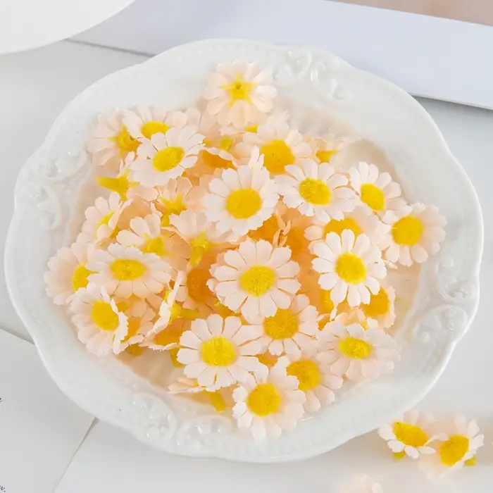 50/100pc Fleurs Artificielles Tournesol Soie Daisy Tête Valentine Maison De Mariage Décor BRICOLAGE