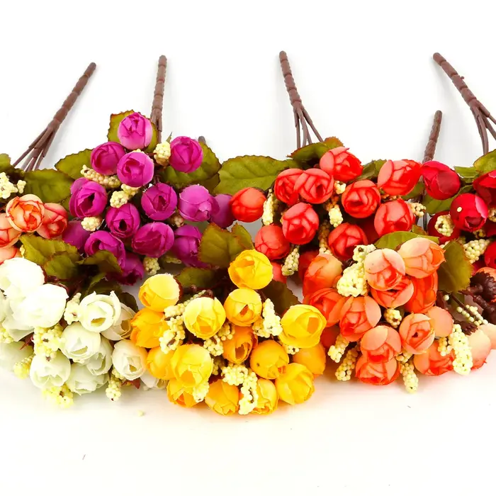 Bouquet de roses et de pivoines artificielles en soie