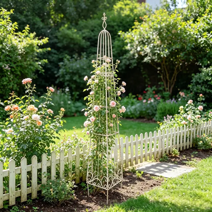 Support pour plantes grimpantes en fer forgé de style vintage de 241 cm de haut pour balcon extérieur