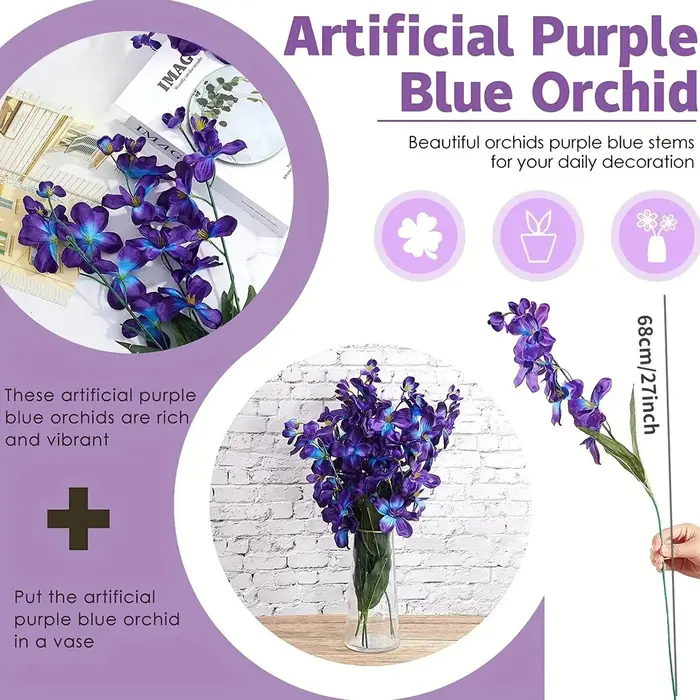 Orchidée artificielle violette et bleue