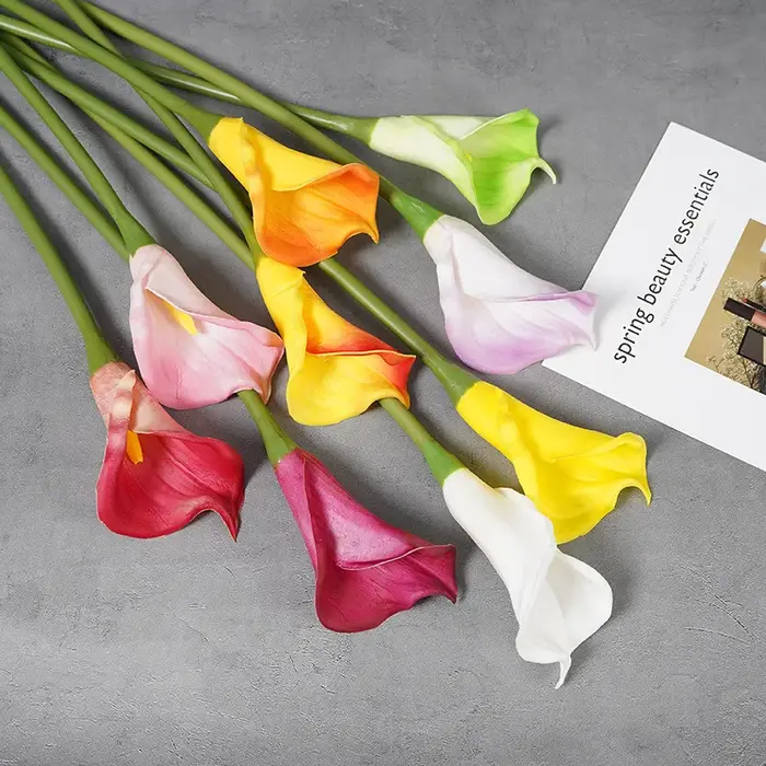 Lot de 7 grandes fleurs artificielles de calla en PU, décoration d'intérieur, fleurs de calla à longue tige, arrangement floral pour mariage, bouquet de fête