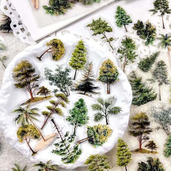 JIANQI 40 pièces/paquet de nombreux matériaux d'arbre autocollants quatre saisons décor bricolage compte à main journal